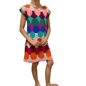 CRAZY 8 Dress French Terry Parisian Shift Style Size 10 Pockets Orange Green